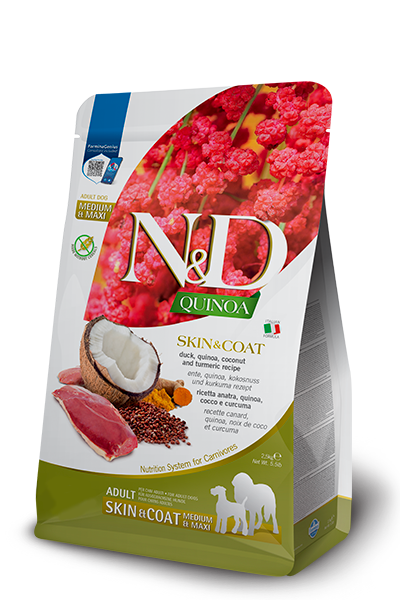 N&D Quinoa Skin & Coat – Патешко, киноа, кокос и куркума 🌿