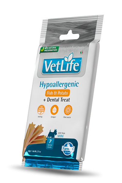 Vet Life Hypoallergenic Dental Treat With Fish and Sweet potato & Mini - Zoo-PetShop