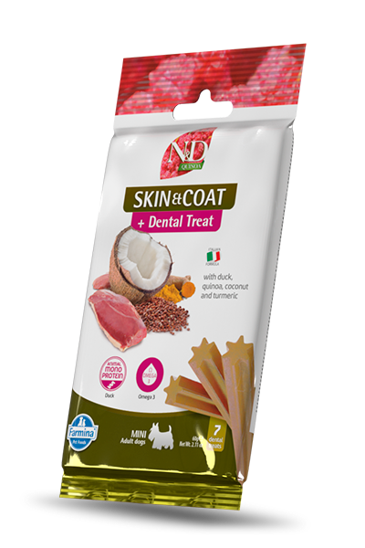 N&D Quinoa Skin & Coat & Dental Care Treat With Duck, Coconut and Turmeric Mini - Zoo-PetShop