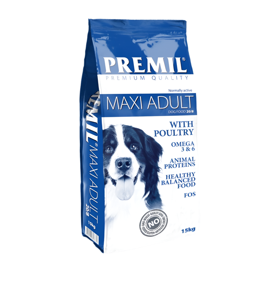 Premil Maxi Adult Храна с пиле, свинско и говеждо 15 кг