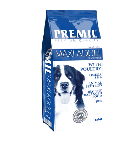Premil Maxi Adult Храна с пиле, свинско и говеждо 15 кг