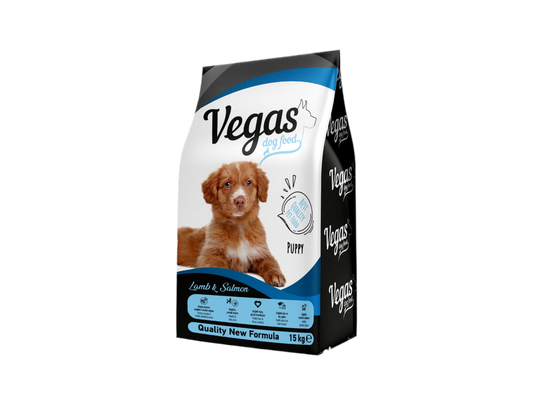 Храна за подрастващи кученца с агнешко и сьомга от 2-12 месеца от клас Premium dog food 15 kg