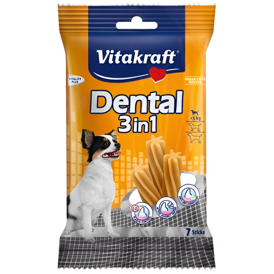 Vitakraft , DENTAL 3 in 1 Extra Small Дентални солети за кучета. Контрол на плаката и зъбния камък. За кучета с тегло под 5 кг. - Zoo-PetShop