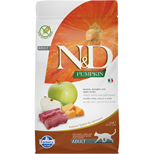 N&DVenison & Apple Adult – Пълноценна храна за котки в зряла възраст с еленско месо, тиква и ябълки