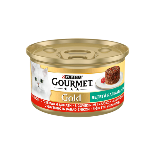 GOURMET® GOLD Мека храна с говеждо и домати за котки