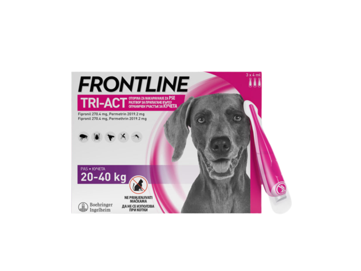 FRONTLINE
TRI-ACT® ЗА КУЧЕТА 20-40 кг , кутия с 3 пипети