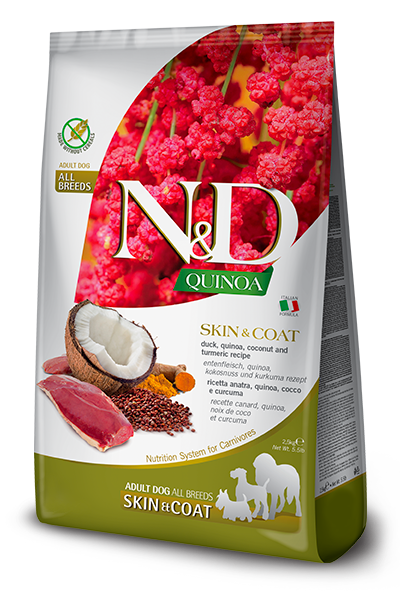 N&D Quinoa Skin & Coat – Патешко, киноа, кокос и куркума 🌿