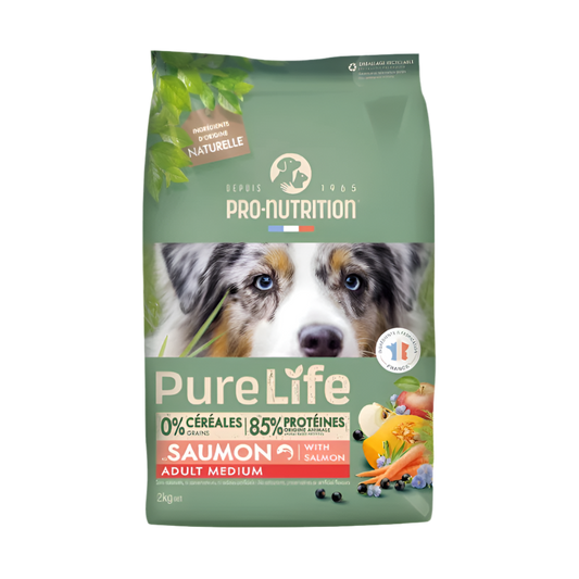 Pure Life Dog Adult Medium with Salmon 2kg – Grain & Gluten-Free Food for Adult Medium Breeds (10-25kg)