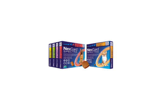 NEXGARD SPECTRA / НЕКСГАРД СПЕКТРА - Срещу бълхи, кърлежи, дирофилариоза, кръгли червеи по 3 таблетки в кутия!!! Цената 58 лв е за кутия с 3 таблетки 1.35-3.5 кг