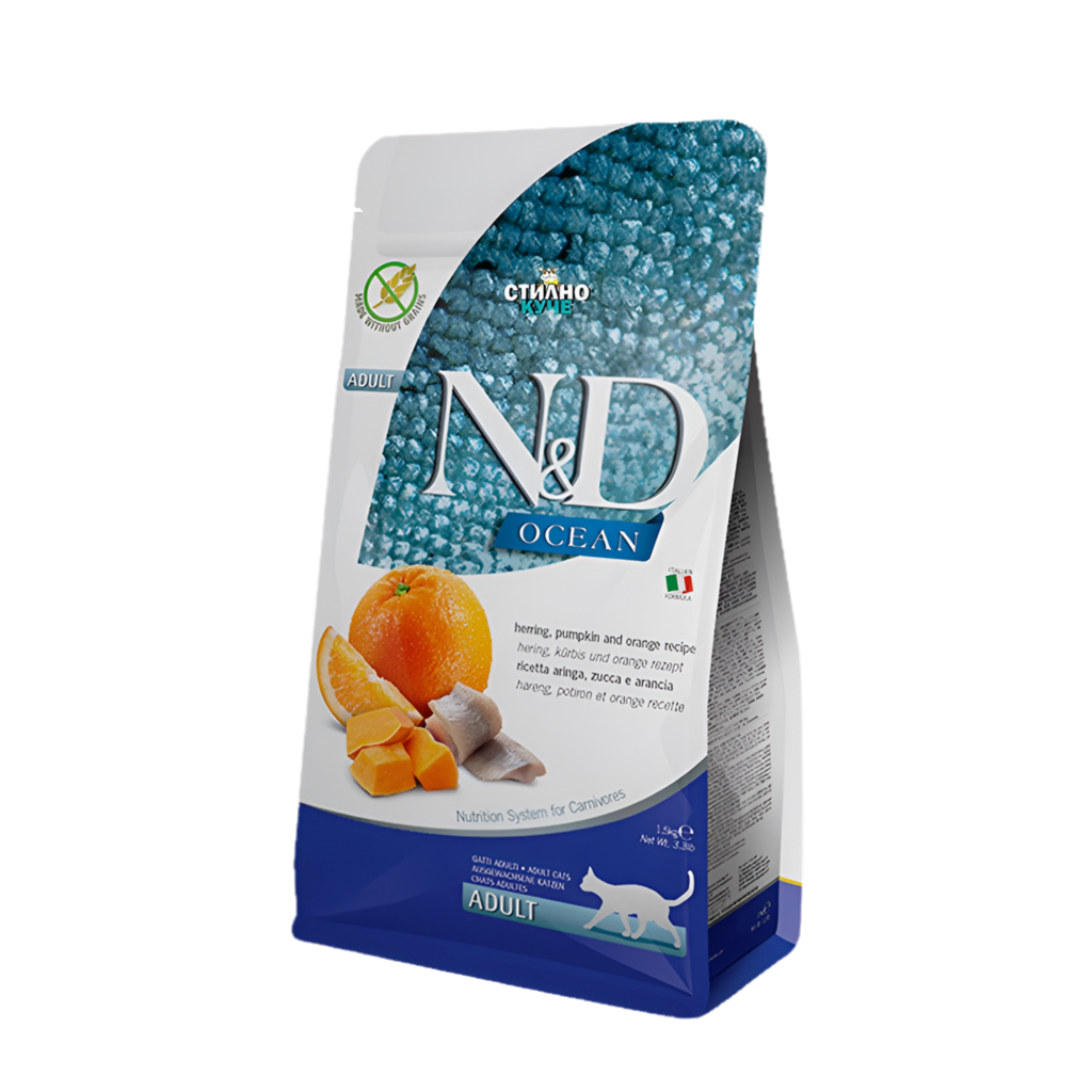 N&D CAT OCEAN ADULT PUMPKIN коте,тиква с херинга и портокал