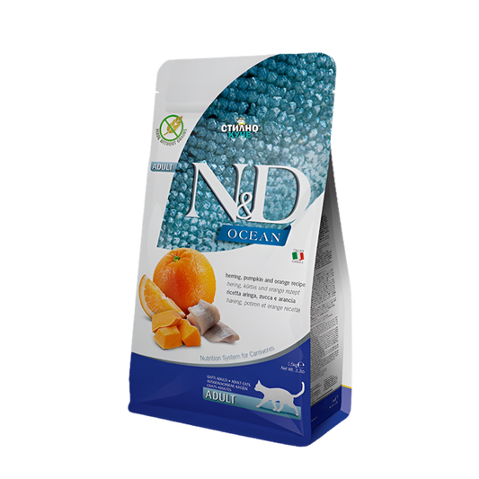 N&D CAT OCEAN ADULT PUMPKIN коте,тиква с херинга и портокал