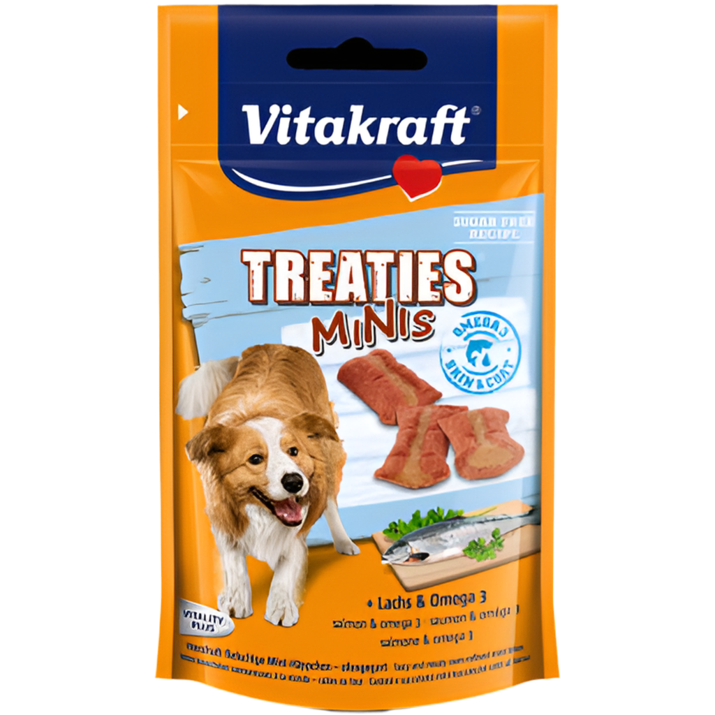 Treaties® Minis + Salmon & Omega 3 - СОЧНИ, МЕКИ ХАПКИ ЗА КУЧЕТА със сьомга, Vitakraft