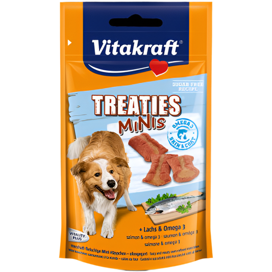 Treaties® Minis + Salmon & Omega 3 - СОЧНИ, МЕКИ ХАПКИ ЗА КУЧЕТА със сьомга, Vitakraft