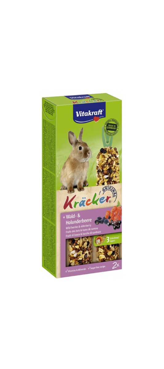 Vitakraft ® Kräcker ® - Оригинален Крекер на Витакрафт за заек с „ ГОРСКИ ПЛОДОВЕ И ПЛОД ОТ БЪЗ“ - Zoo-PetShop