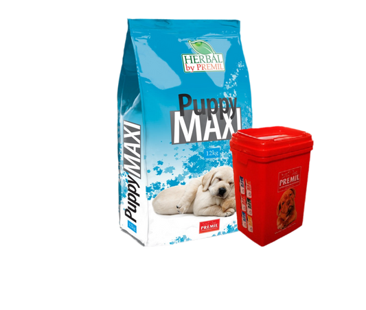PREMIL MAXI PUPPY HERBAL LINE – Храна за подрастващи кучета от едри и гигантски породи, 12 кг.