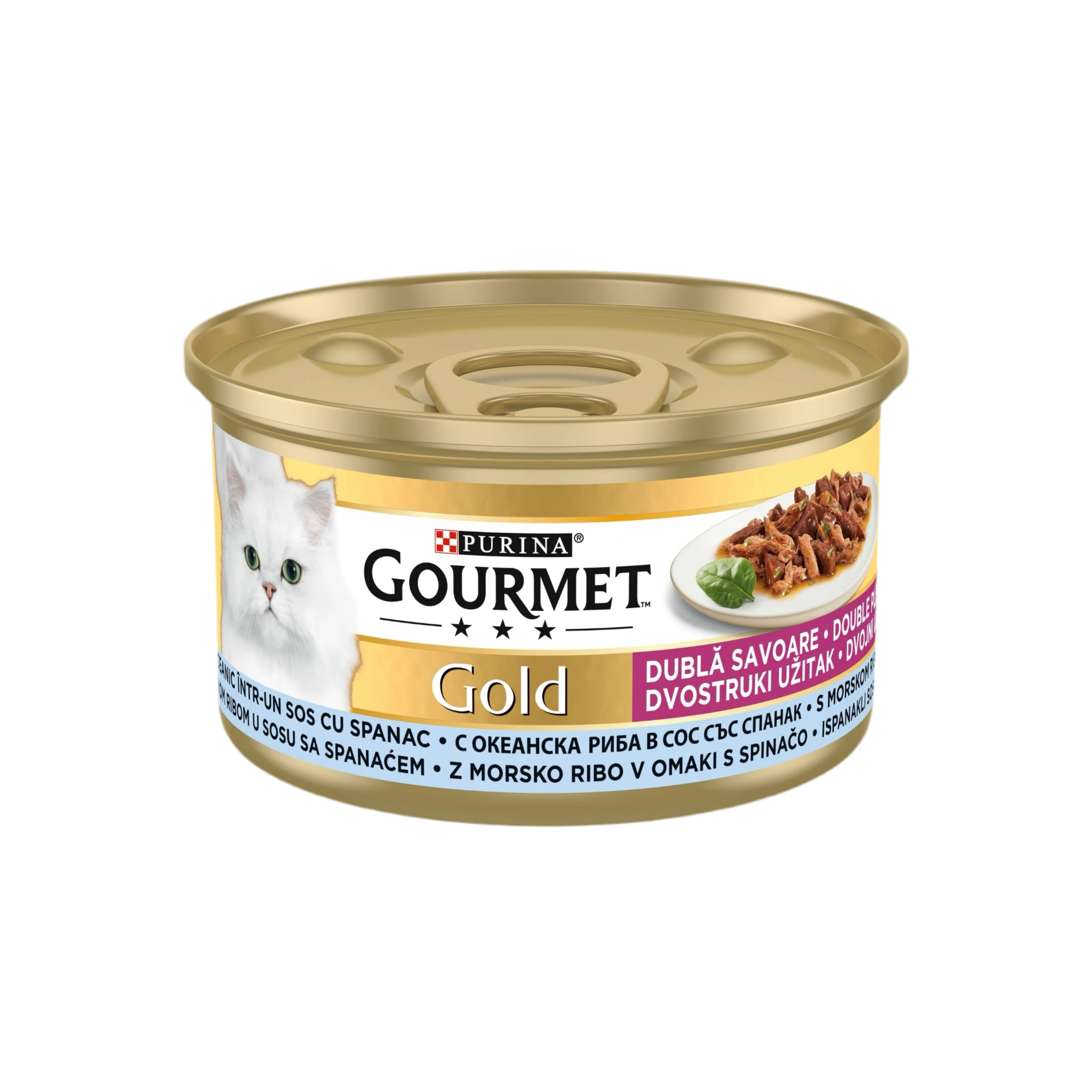 GOURMET® GOLD DOUBLE PLEASURE Мека храна с риба и спанак за котки