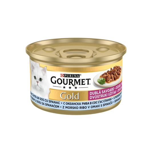 GOURMET® GOLD DOUBLE PLEASURE Мека храна с риба и спанак за котки