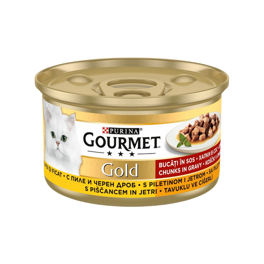 GOURMET® GOLD Филета пилешко и черен дроб за котки