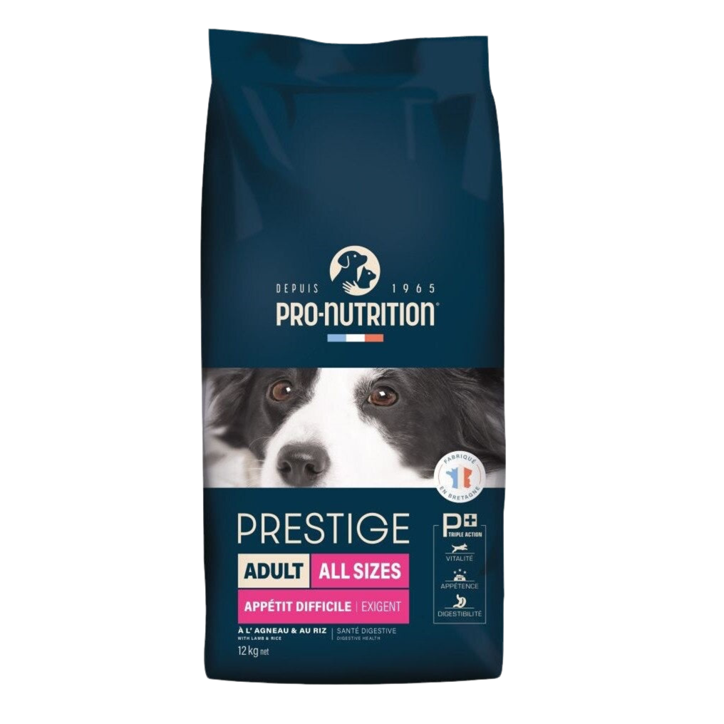 PRESTIGE DOG ADULT ALL SIZES EXIGENT 12 kg - Храна за кучета от всички породи, капризни или с намален апетит. С агнешко и ориз. - Zoo-PetShop
