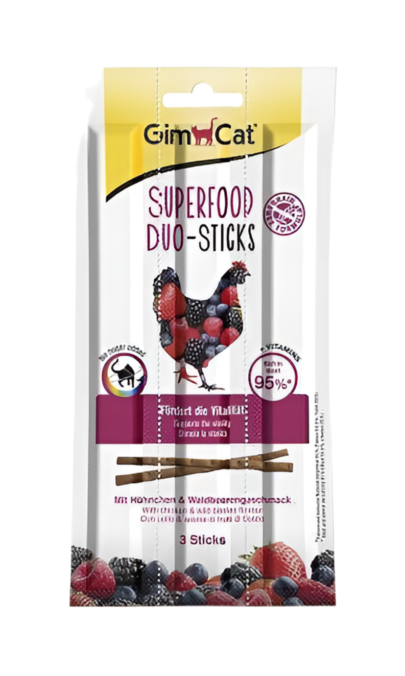 GimCat® Sticks - Саламени пръчици с пилешко и вкус на горски плодове - 3 бр. - Zoo-PetShop