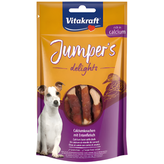 Vitakraft ® Jumper's Delights Лакомство за кучета - калциеви кокалчета с патешко - Zoo-PetShop