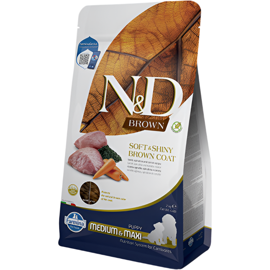 N&D Brown Dog Lamb, Spirulina & Carrot Puppy Medium & Maxi