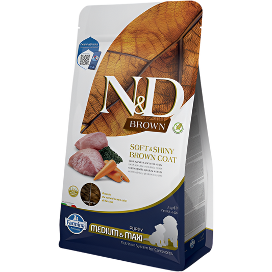 N&D Brown Dog Lamb, Spirulina & Carrot Puppy Medium & Maxi
