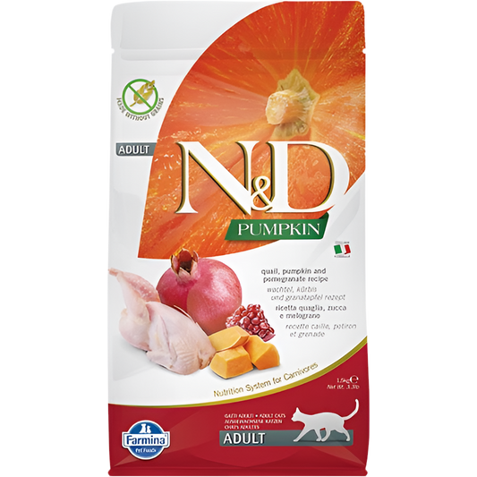 N&D CAT ADULT PUMPKIN коте,тиква с пъдпъдък и нар