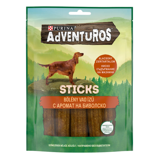 PURINA® ADVENTUROS ® Sticks Лакомство за кучета в зряла възраст, Биволско, 120g - Zoo-PetShop