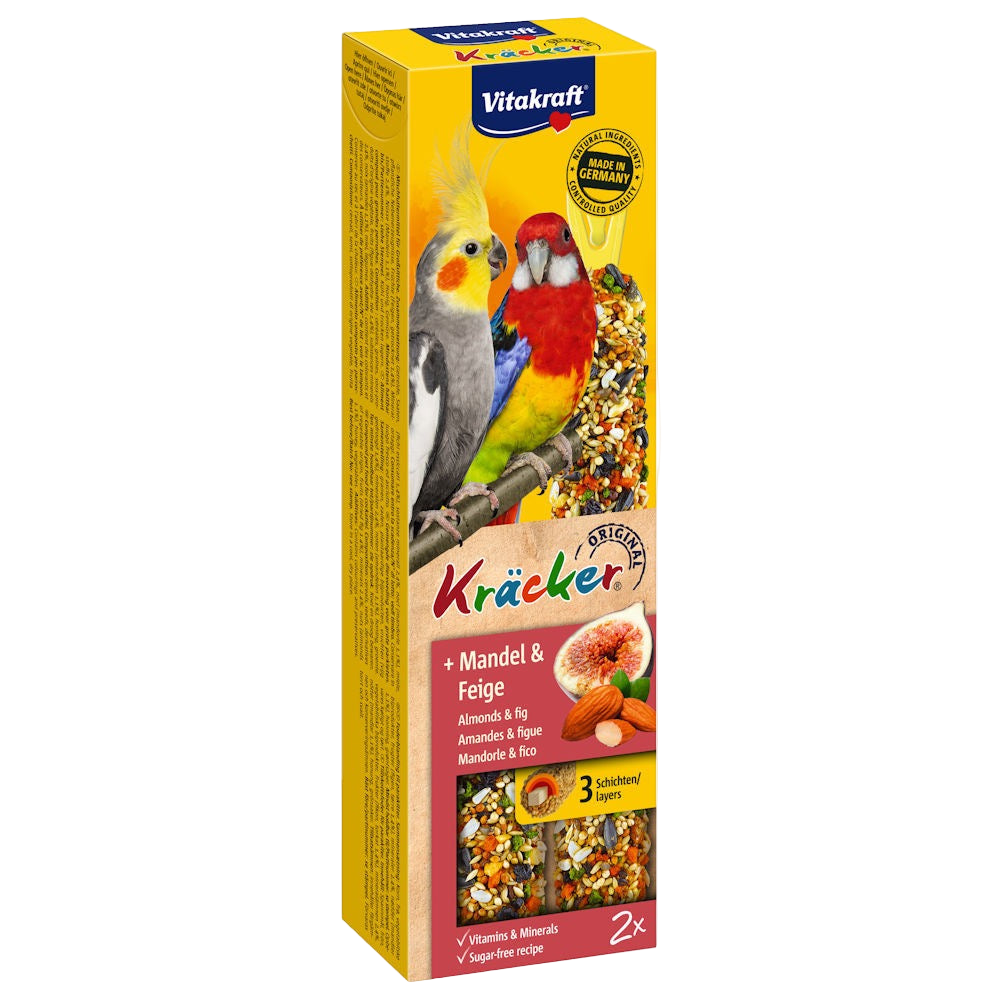 Vitakraft ® Kräcker ® - Крекер на Витакрафт с БАДЕМ и СМОКИНЯ, 2 бр., за СРЕДНИ ПАПАГАЛИ
