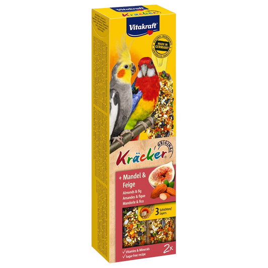 Vitakraft ® Kräcker ® - Крекер на Витакрафт с БАДЕМ и СМОКИНЯ, 2 бр., за СРЕДНИ ПАПАГАЛИ