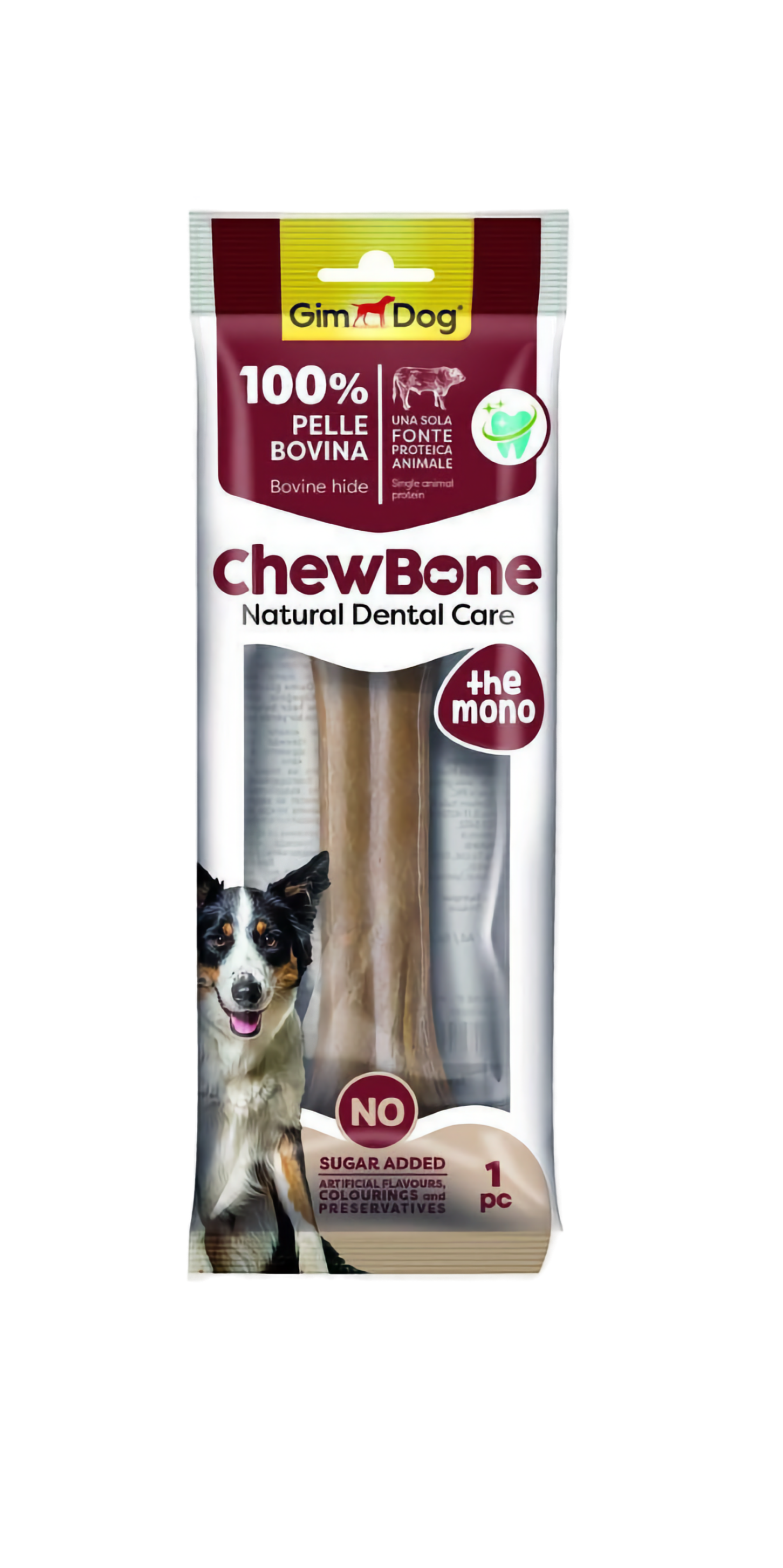 GimDog кокал от говежда кожа, 20 см (1 бр) – дентална грижа за кучета. - Zoo-PetShop
