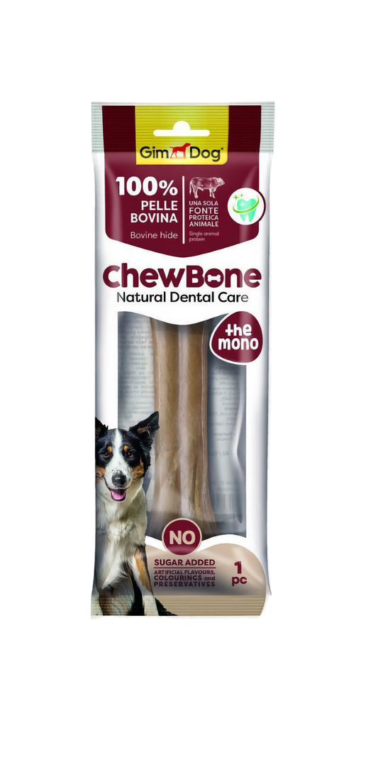 GimDog кокал от говежда кожа, 20 см (1 бр) – дентална грижа за кучета. - Zoo-PetShop