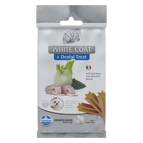 N&D White Dental Care Treat With Sea Bass, Spirulina and Fennel Medium & Maxi - Zoo-PetShop