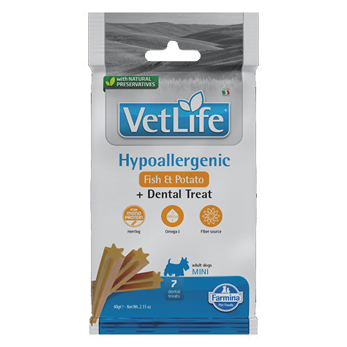 Vet Life Hypoallergenic Dental Treat With Fish and Sweet potato & Mini - Zoo-PetShop