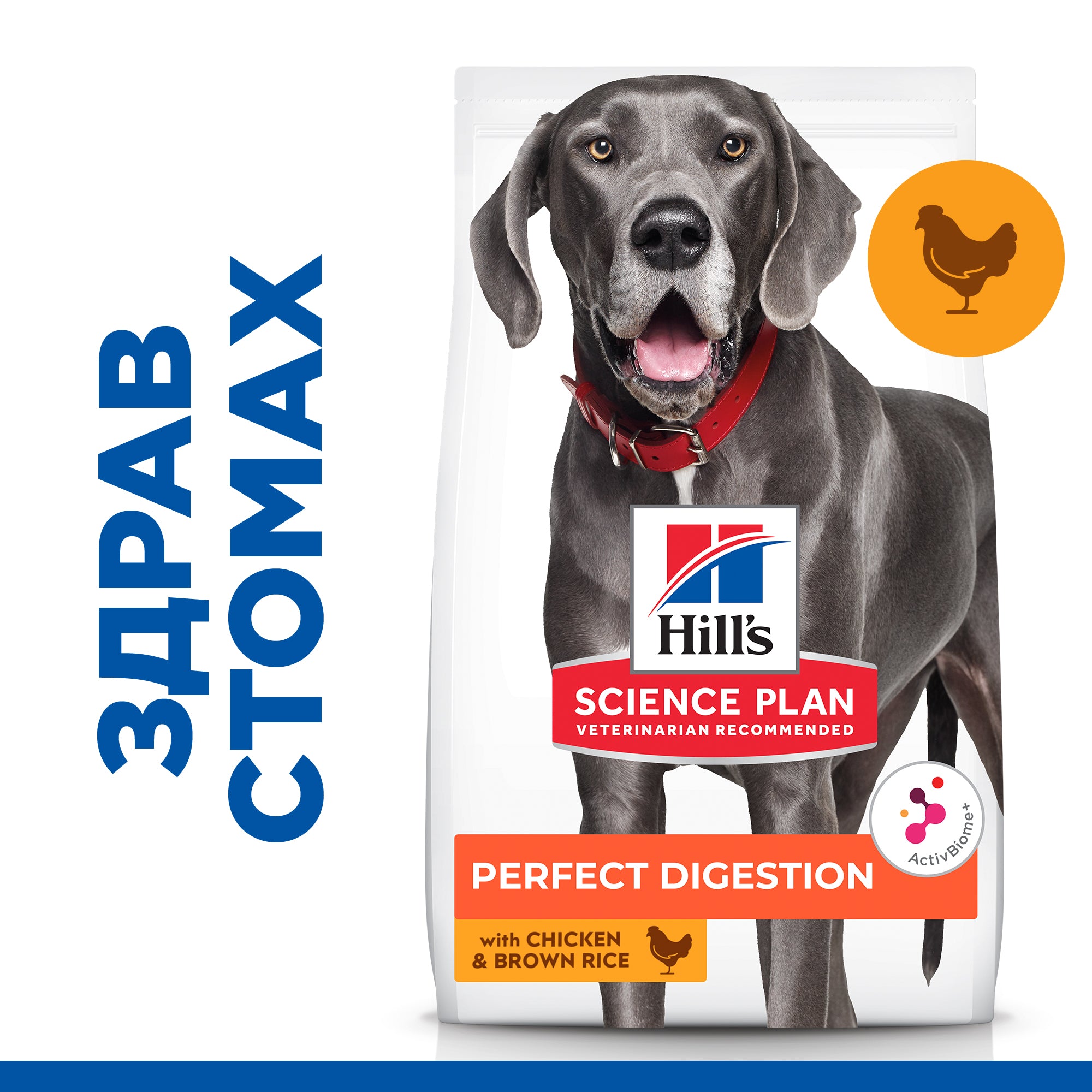 Hill's Science Plan Perfect Digestion Large Adult Dog 1+ с пилешко и кафяв ориз - Zoo-PetShop