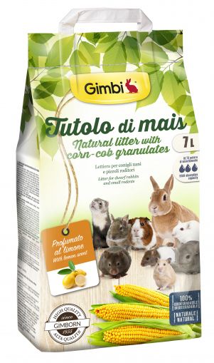 Gimbi Царевична постеля за гризачи с аромат на лимон, 7 л - Zoo-PetShop
