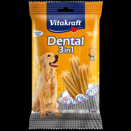 Vitakraft , DENTAL 3 in 1 Medium Дентални солети за кучета. Контрол на плаката и зъбния камък. За кучета с тегло над 10кг. - Zoo-PetShop