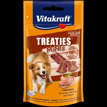 Treaties® Minis Liver Sausage - СОЧНИ ХАПКИ ЗА КУЧЕТА С ЛЕБЕРВУРСТ, над 70% месни, Vitakraft - Zoo-PetShop