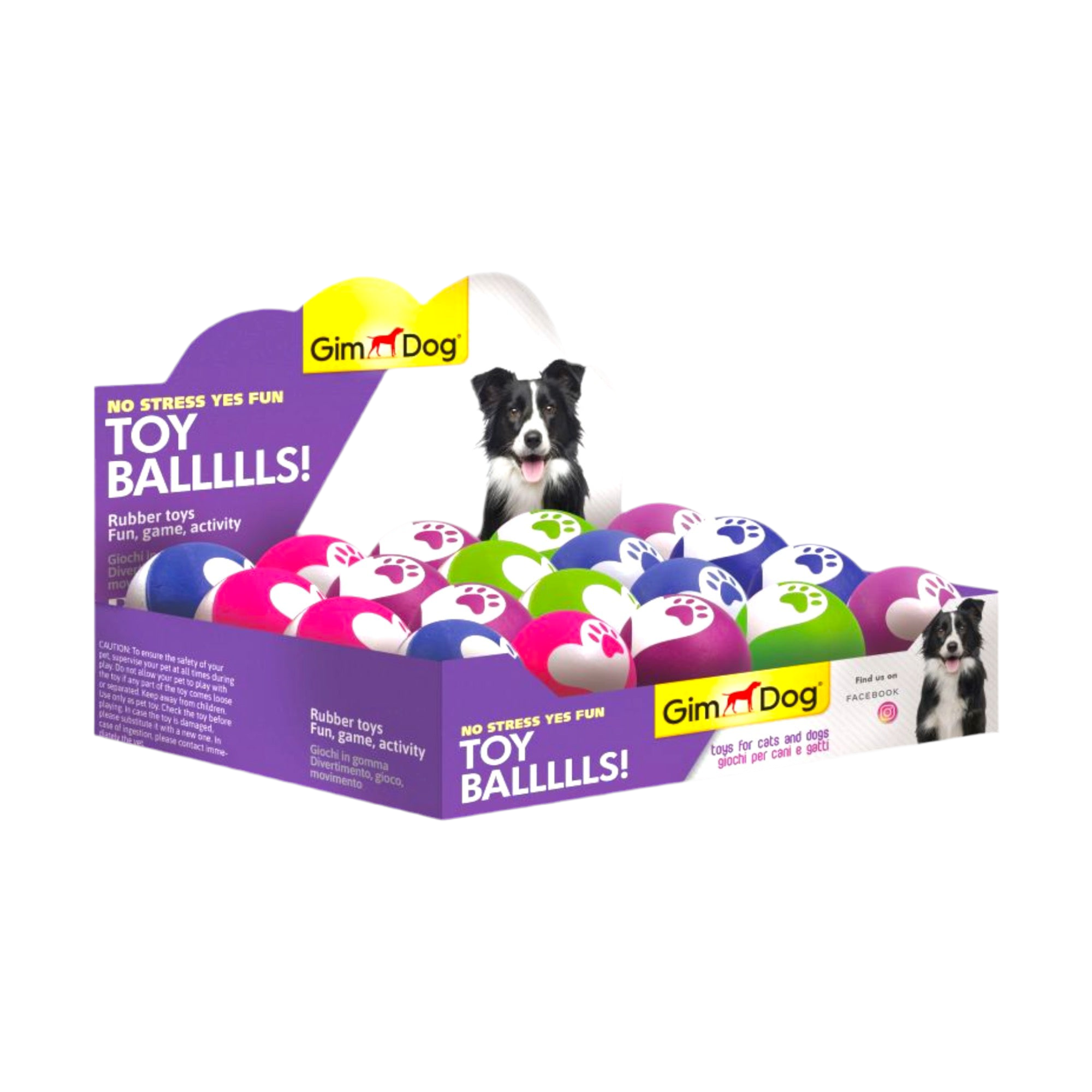 GimDog TOY BALLLLLS Играчка за куче и котка от порест каучук 72 mm, разл. цветове - 1 бр. - Zoo-PetShop