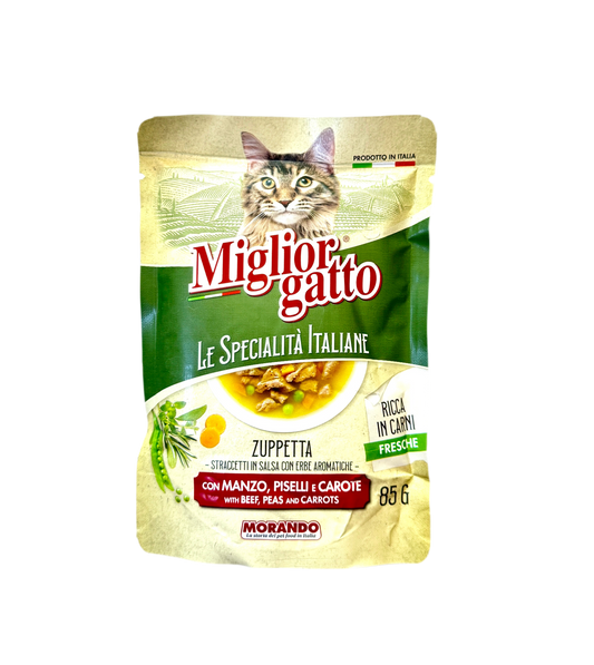 Miglior gatto, Le specialita italiane - Пауч за котки с телешко, грах и моркови