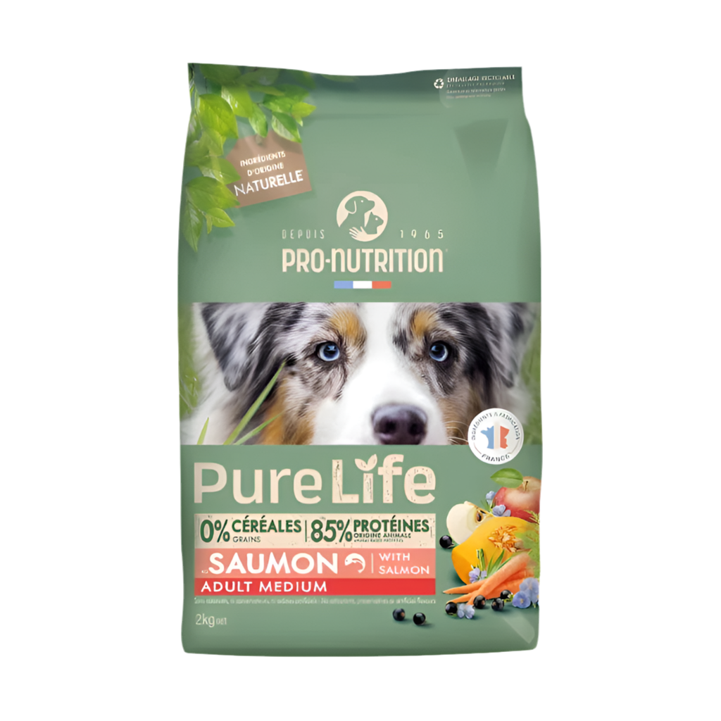 Pure Life Dog Adult Medium with Salmon 2kg – Grain & Gluten-Free Food for Adult Medium Breeds (10-25kg)
