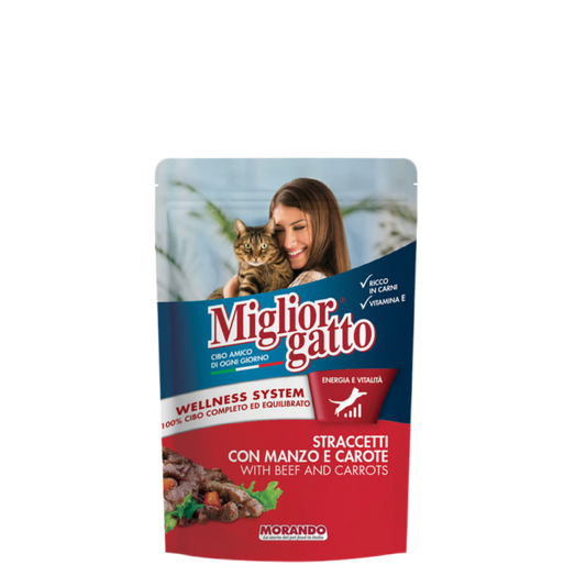 MIGLIORGATTO STRACETTI ПАУЧ ЗА КОТЕ С ТЕЛЕШКО МЕСО ПЪЛНОЦЕННА ХРАНА ЗА КОТКИ, 100 ГРАМА