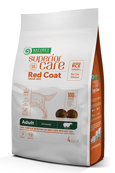 Nature’s Protection Red Coat Grain Free Lamb Adult All Breeds ! ПЪЛНОЦЕННА СУХА ХРАНА ЗА ИЗРАСНАЛИ КУЧЕТА ОТ ВСИЧКИ ПОРОДИ С АГНЕШКО МЕСО ПРИТЕЖАВАЩИ ЧЕРВЕНА КОЗИНА