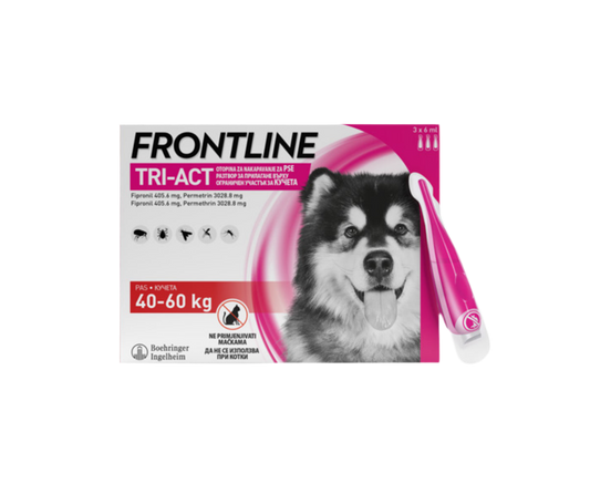 FRONTLINE
TRI-ACT® ЗА КУЧЕТА 40-60 кг-кутия с 3 пипети !