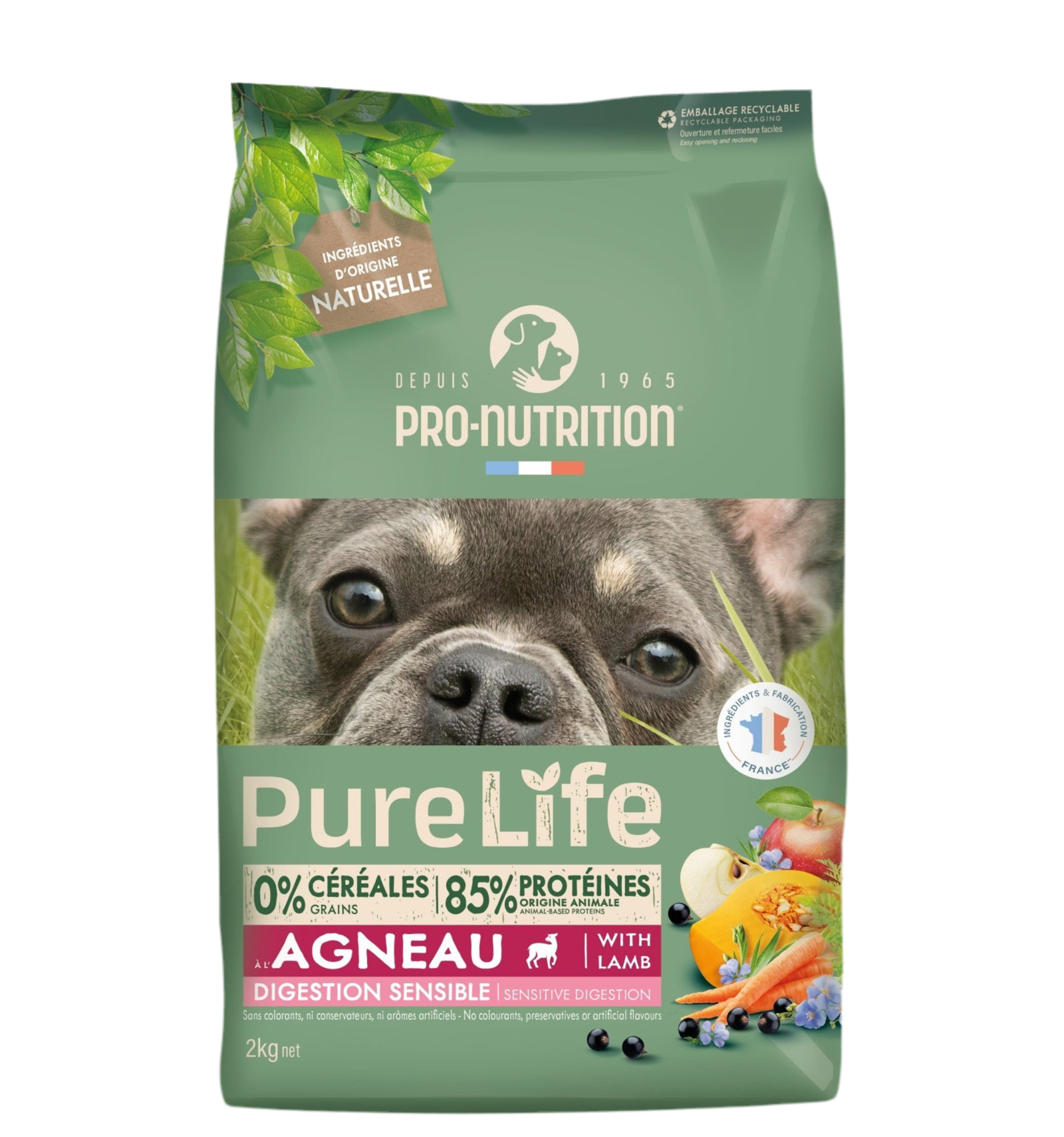 Pure Life Dog ADULT with Lamb 11 кг - Храна за кучета с чувствително храносмилане. С агне, без зърно и глутен. Подходяща за всички породи над 1 година. Хипоалергенна !