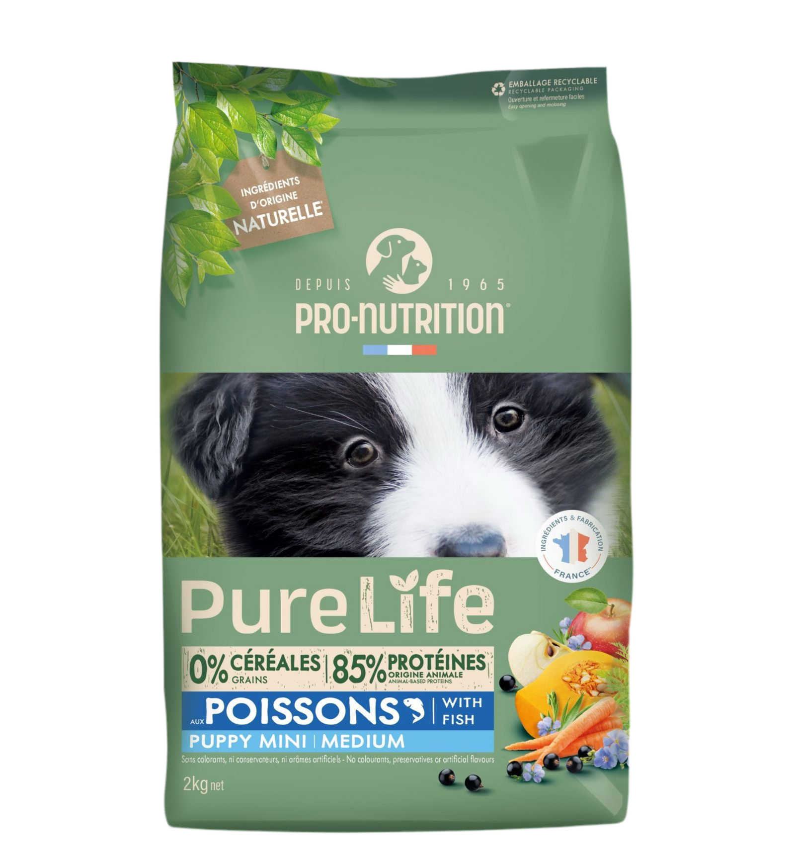 Pure Life Dog Puppy Mini/Medium Fish 2kg – Grain & Gluten-Free Food for Puppies & Nursing Dogs