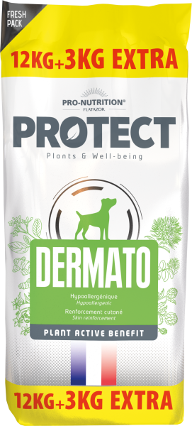 Pro-Nutrition Flatazor PROTECT DOG Dermato 12 kg + 3 kg гратис