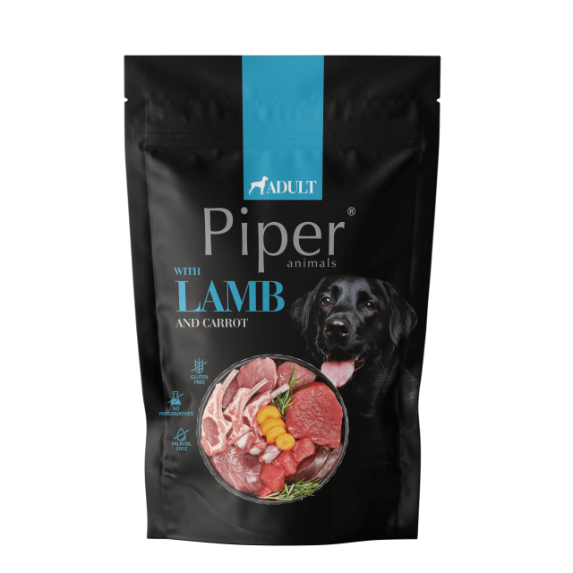 Piper Adult Dog пауч за кучета с агне, морков и кафяв ориз, 500 г - хипоалерген ! Изключително вкусен пауч за кучета с високачествено месо, което и най-капризните кучета ще харесат ! Много високо качество !