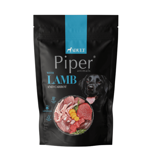 Piper Adult Dog пауч за кучета с агне, морков и кафяв ориз, 500 г - хипоалерген ! Изключително вкусен пауч за кучета с високачествено месо, което и най-капризните кучета ще харесат ! Много високо качество !